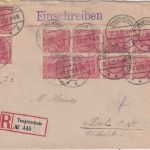 DR - 10x10Pfg. Germania Einschreibebrief Tangermünde - Berlin 22.3.22