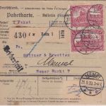 DR - 2x1 M. Reichspostamt Paketkarte Zeitz - Memel 10.9.20