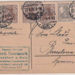 DR - 2x2 1/2 + 5x3 Pfg. Germania karte n. SPANIEN Frankfurt a/M. -27.3.20