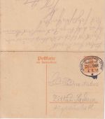 DR - 7 1/2 Pfg. Germania Antwortganzsache zus.hgd. gebraucht 2x Bahnpost 1917