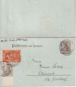 DR - 3/3 Pfg. Germania Antwort-Ganzsache+Zusatz Hall - Oberrot 6.2.20
