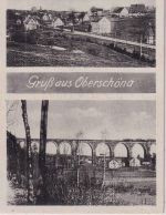 Sachsen - Oberschöna Ortsansicht Brücke sw-Mehrbild-AK gelaufen 1953