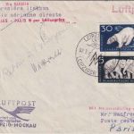 DDR - Leipzig 1957 Messeluftpost Zuleitung Helikopterflug Brüssel-Paris