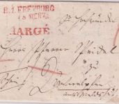 Baden - R1 Freiburg 18. MERZ (1818) roter L2 Chargebrief n. Waldshut - m. Inhalt