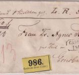 Baden - Carlsruhe (1867 ?) Ra2 Fahrpostbrief (Wert 60 Gulden) n. Griesbach