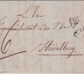 Baden/Bayern - Neustadt a.d.H. 28/1(1852) +bad. Bahnpost-Kursstpl. IV Portobrief