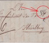 Baden/Bayern - Neustadt a.d.H. 28/1(1852) +bad. Bahnpost-Kursstpl. IV Portobrief