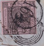 Baden - 9 Kr. geschn. Ring 87+164 Mannheim/Bahnpost Brief Mannheim 4. Jan (1855)
