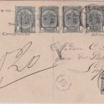 Belgien - 5x1 C. Wappen (3x Vorausentwertung) Ortskarte Liege 1905 Nachporto