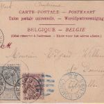 Belgien - 3x1+2 C Wappen Drucksachenkarte a.d. ANTILLEN Bruges - S. Domingo 1902