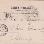 Belgien - 10 C. Leopold II. Karte n. CHILE Jambes - San Clemente 1903