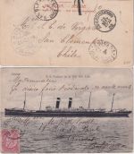 Belgien - 10 C. Leopold II. Karte n. CHILE Anvers - San Clemente 1903 Nachporto