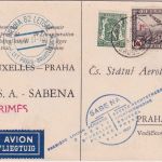 Belgien - SABENA Firstflight Bruxelles Praha 5.4.1937 Sonderkarte