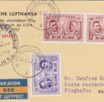 Belgien - DDR-Lufthansa Erstflug Erfurt Barth Zuleitungspost Brüssel 1957