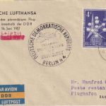 Belgien - DDR-Lufthansa Erstflug Leipzig Barth Zuleitungspost Brüssel 1957