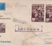 Belgien - DDR-Lufthansa Erstflug Berlin Warschau Zuleitungspost Brüssel 1956