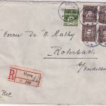 Dänemark - 4x20 Ö. 300 J. Dän. Post u.a. Einschreibebrief Høng - Rohrbach 1925