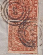Dänemark - 2x4 S. Kroninsignien Brief/Musterohne Wert KDOPA Lübeck 9.10.1856