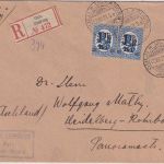 Finnland - 2x1 1/2M./50 P. Wappen Einschreibebrief Oulu - Rohrbach 17.12.21