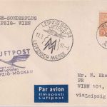 Finnland - Leipziger Messe Sonderflug Leipzig - Wien 1957 Zuleitungspost