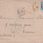 Frankreich/Österreich - 15+25 C. Ceres Brief Sternstpl. Paris 1873 Nachporto