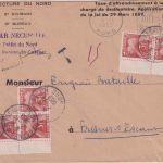 Frankreich - 5x3 Fr. Portomarke Unfrankierter Dienstbrief Lille 1953