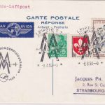 Frankreich - Leipziger Messe Sonderflug Antwortkarte n. Strasbourg 1959