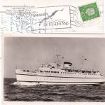 BRD - Fährschiff Deutschland Großenbrode Gedser Schiffspostkarte n. Offenau 1960