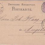 Bayern - Augsburg Bahnhof 1. AUG K1 Ank.stpl. 5 Pfg. Karte v. Höchst a/M 1876