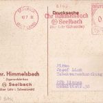BRD - Seelbach 1951 4 Pfg. AFS Himmelsbach (Zigarren) Drucksachenkarte