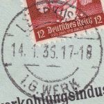 DR - Leverkusen I.G.Werk 14.1.35 Tagesstempel Firmenbrief n. FFM