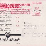 BRD - Seelze 1950 4 Pfg. AFS Riedel-De Haen AG Drucksachenkarte n. Legau