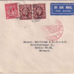England - 2x1 1/2+1 P. George V. Perfin "S&Co" Luftpostbrief London Berlin 1934