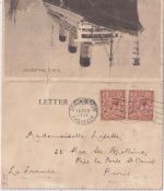 England - 2x1 1/2 P. George V. Shipletter Southampton Paquebot - Paris 1934