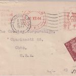 England - 1 P. Metermark + 1 1/2 P. George VI. Zensurbrief n. USA London 1944