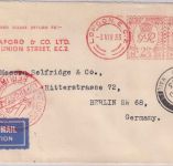 England - 2 1/2 P. + 1 1/2 P. Meter mark Luftpostbrief London - Berlin 1933