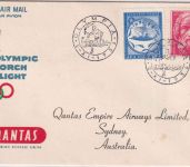 Griechenland - Olympic Torch Flight Quantas Schmuckkuvert Olympia 1956