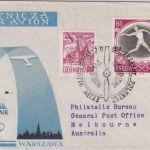 Polen - Olympiade 1956 Mannschaft Sonderflug/Schmuckkuvert Warschau 1956