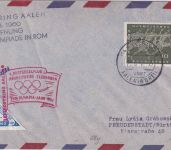 BRD - Hahnenweide Elchingen 1. Postsegelflug Karte m. Vignette Olympia-Jahr 1960