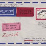 DDR - AUA Olympia-Sonderflug Wien Innsbruck Zuleitungspost Berlin 1964