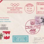 Österreich - AUA Olympiade Sonderflug Schmuckkuvert Innsbruck München 1964