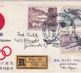 Österreich - KLM Olympiade Sonderflug Schmuckkuvert/Einschreiben Wien Tokio 1964