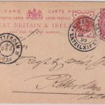 England - 1 P. Victoria + Zusatz Ganzsache n. HOLLAND Liverpool Late Fee 1899