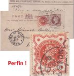 England - 1 P. Victoria Ganzsache + Zusatz (Perfin !) London - Hamburg 1893