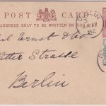 England - 1 P. Victoria Ganzsache + Zusatz Dublin - Berlin 1882
