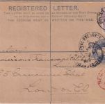 England - 2 P. Victoria Einschreibeganzsache+Zusatz Manchester - London 1901