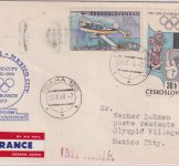 CSSR - Air France Olympiade Sonderflug Prag/Paris/Mexiko Zuleitungspost 1968