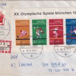 BRD - München Olympiade 1972 Blockausgabe Einschreibebrief/Sonder-R-Zettel + SST