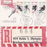 BRD - Olympiade 1972 Oelde 1. Olympia-Briefmarkenausstellung So-R-Zettel/R-Brief