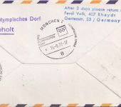 BRD - Olympiade 1972 Sonderflugpost SST Kiel - München 29.8.72 Nebenstpl.!